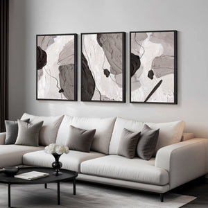 Large Black White Gray Abstract Wall Art