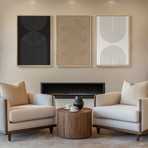 Large 3D Textured Framed Boho Neutral Abstract Wall Art