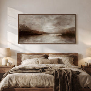 Large Framed Rustic Landscape Wall Art for Living Room, Brown Canvas Print