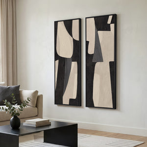 Long Narrow Framed Neutral Vertical Wall Art, Set of 2 for Hallway or Entryway