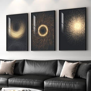 Large Framed Black and Gold Modern Luxury Wall Art