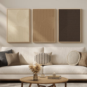 3D Textured Framed Boho Neutral Abstract Wall Art, Set of 3, 16x24