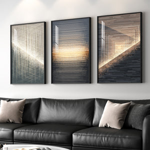 Large Framed Black and Gold Modern Luxury Abstract Wall Art