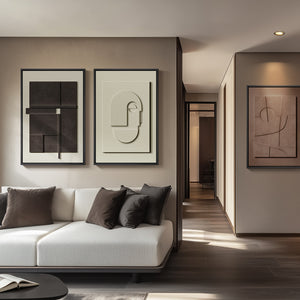 Large 3D Textured Framed Abstract Wall Art  3 Piece Modern Paintings