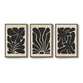 Large Framed Textured 3D Wall Art for Living Room, Boho Floral 3 Piece Set