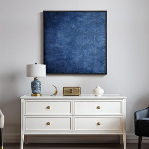 Large Framed Modern Navy Blue Abstract Wall Art Minimalist Artwork for Living Room