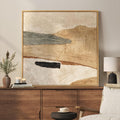 Framed Neutral Organic Abstract Canvas Wall Art for Dining Room Minimalist Artwork