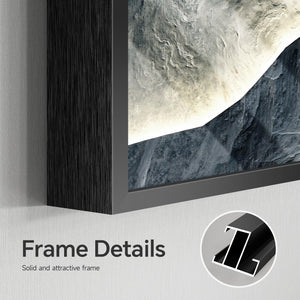Large Framed Modern Blue Mountain Canvas Wall Art for Living Room, 3 Piece
