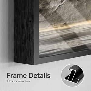Large Framed Modern Gold Luxury Mountain Wall Art for Living Room Set of 3