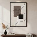 Framed Black White Neutral Modern Minimalist Abstract Wall Art for Living Room
