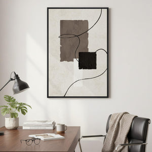 Framed Black White Neutral Modern Minimalist Abstract Wall Art for Living Room