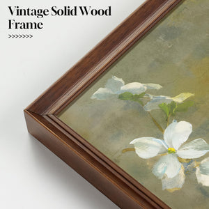 Framed Modern Farmhouse Vintage Neutral Green White Rustic Retro Floral Botanical Wall Art for Living Room