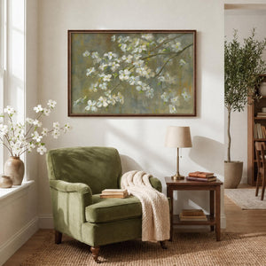 Framed Modern Farmhouse Vintage Neutral Green White Rustic Retro Floral Botanical Wall Art for Living Room