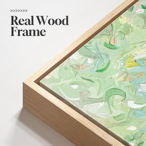 Framed Green Colorful Brushstroke Abstract Wall Art Modern Minimalist Paintings for Living Room