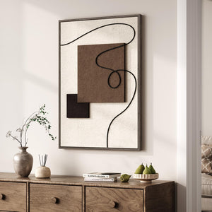 3D Textured Framed Neutral Abstract Wall Art Modern Beige Brown Paintings for Living room, Bedroom