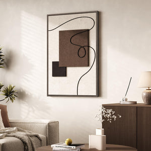 3D Textured Framed Neutral Abstract Wall Art Modern Beige Brown Paintings for Living room, Bedroom