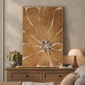 Large Framed Boho Abstract Brown Floral Wall Art for Living Room, Bohemian artwork