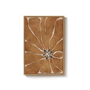 Large Framed Boho Abstract Brown Floral Wall Art for Living Room, Bohemian artwork