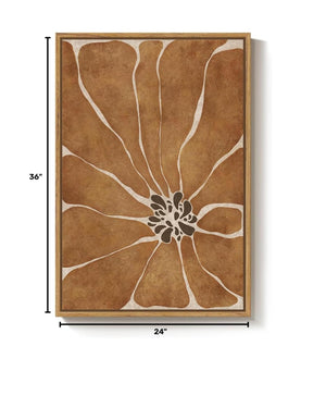 Large Framed Boho Abstract Brown Floral Wall Art for Living Room, Bohemian artwork