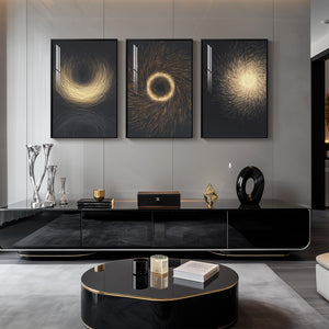Large Framed Black and Gold Modern Luxury Wall Art
