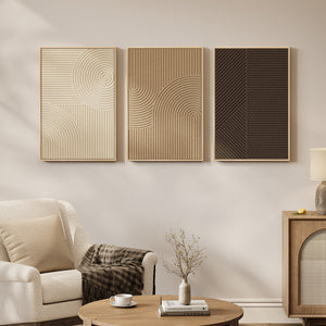 3D Textured Framed Boho Neutral Abstract Wall Art, Set of 3, 16x24