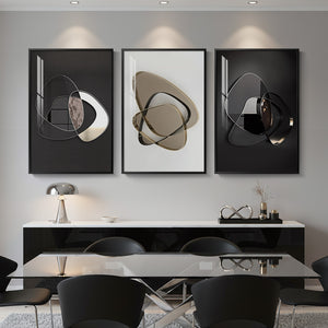 Large Framed Modern Elegant Abstract Wall Art for Living Room, 3 Piece Set