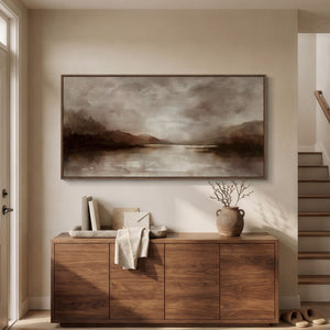 Large Framed Rustic Landscape Wall Art for Living Room, Brown Canvas Print