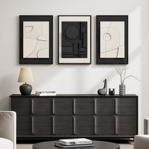 3D Textured Framed Black and White Abstract Wall Art