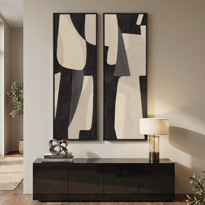 Long Narrow Framed Neutral Vertical Wall Art, Set of 2 for Hallway or Entryway
