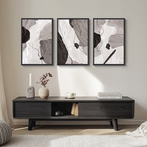 Large Black White Gray Abstract Wall Art