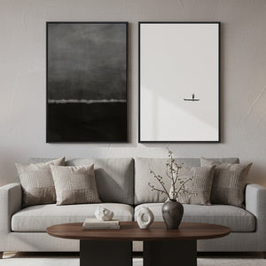 Framed Black and White Abstract Wall Art for Living Room, Large Set of 2