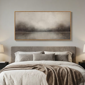 Large Framed Rustic Nature Wall Art for Living Room, Horizontal Neutral Landscape Canvas