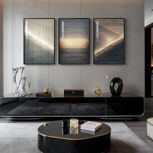 Large Framed Black and Gold Modern Luxury Abstract Wall Art