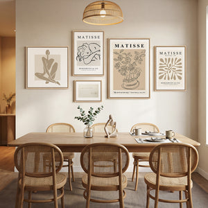 Large Framed Matisse Abstract Botanical Wall Art Set of 5 for Living Room