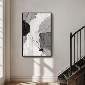 Extra Large Framed Abstract Wall Art for Living Room, Oversized Vertical Black and White