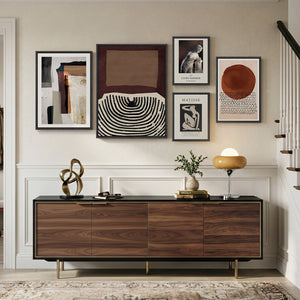 Large Framed Black and White Abstract Wall Art for Living Room, 5 Piece Set