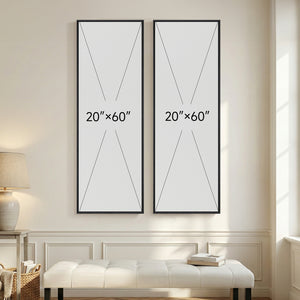 Long Narrow Framed Neutral Vertical Wall Art, Set of 2 for Hallway or Entryway
