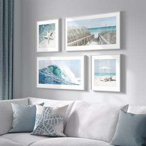 Framed Coastal Wall Art for Living Room, 4 Piece Beach Surf Ocean Artwork