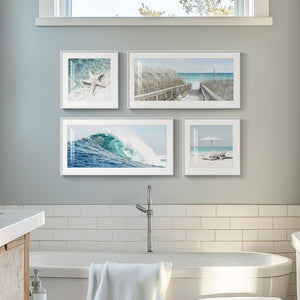 Framed Coastal Wall Art for Living Room, 4 Piece Beach Surf Ocean Artwork