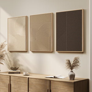 3D Textured Framed Boho Neutral Abstract Wall Art, Set of 3, 16x24
