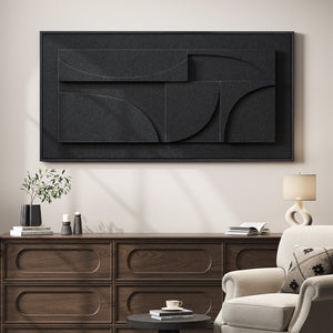 Large Framed 3D Textured Geometric Abstract Wall Art for Living Room