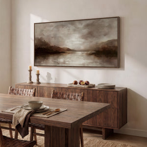 Large Framed Rustic Landscape Wall Art for Living Room, Brown Canvas Print