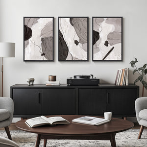 Large Black White Gray Abstract Wall Art