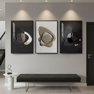 Large Framed Modern Elegant Abstract Wall Art for Living Room, 3 Piece Set