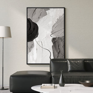 Extra Large Framed Abstract Wall Art for Living Room, Oversized Vertical Black and White