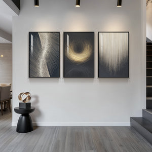 Large black and gold modern luxury abstract art painting