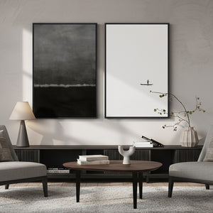 Framed Black and White Abstract Wall Art for Living Room, Large Set of 2