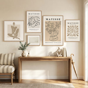 Large Framed Matisse Abstract Botanical Wall Art Set of 5 for Living Room