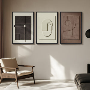 Large 3D Textured Framed Abstract Wall Art  3 Piece Modern Paintings