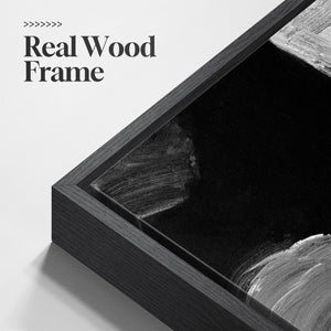 Large Framed Black and White Gray Abstract Wall Art